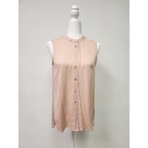 Theory Hinzin Sleeveless Silk Shirt Blouse Top Rosewood Size S $245